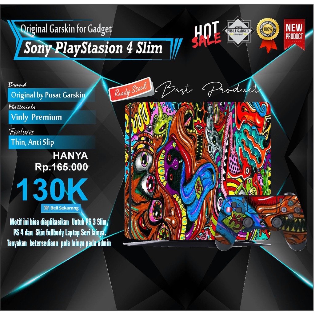 Garskin Sony PS 4 Slim,PS 4, PS 3 Slim Original - Motif kode A-02