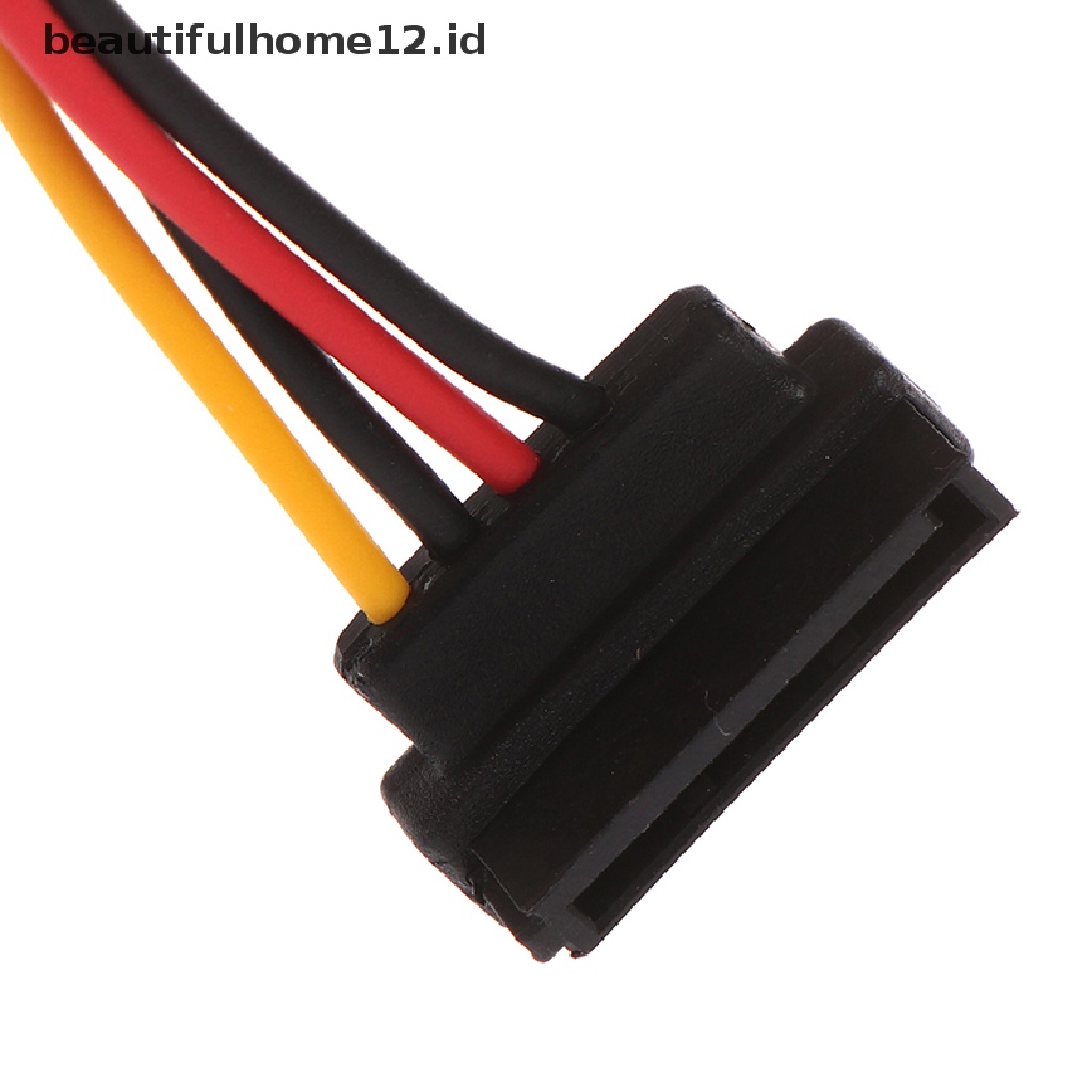 【beautifulhome12.id】 90 degree SATA 15-Pin Male to 2 x 15P Female Y Splitter Adapter Power Cable .