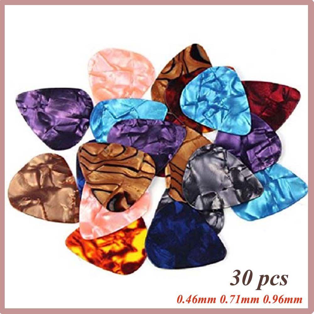 Suyo 30pcs 0.46mm 0.71mm 0.96mm Picks Gitar Warna-Warni Acoustic Fashion Celluloid