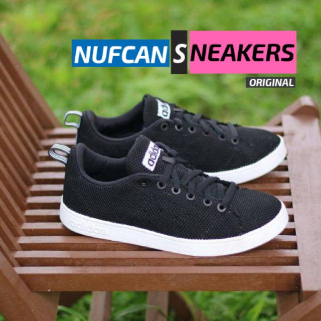 SEPATU COWOK ADIDAS ORIGINAL ADIDAS NEO ADVANTAGE KNIT BLACK WHITR 100% BNWB BERKUALITAS