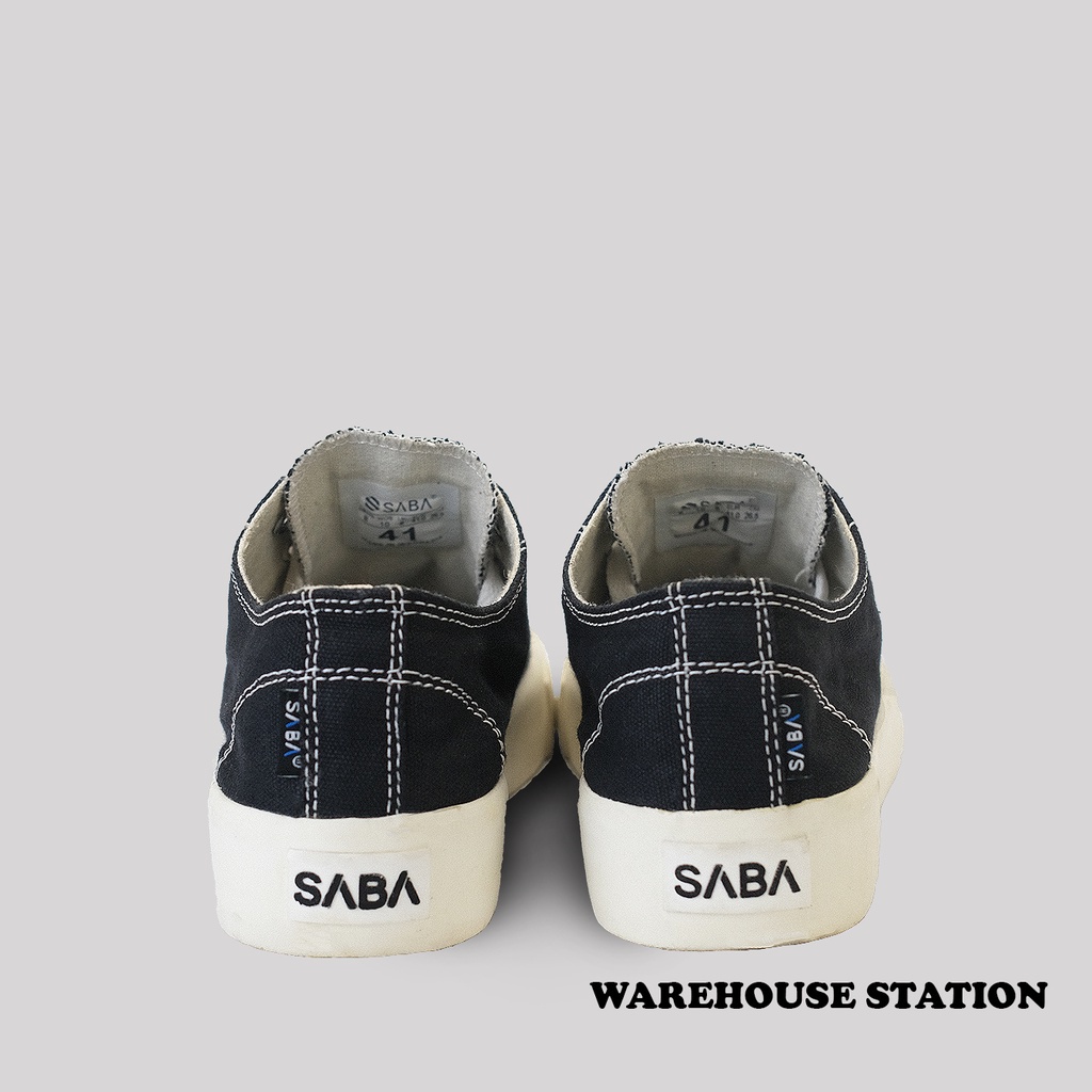 SABA Vintage Low Black White - Sepatu Sneakers Casual Pria Wanita