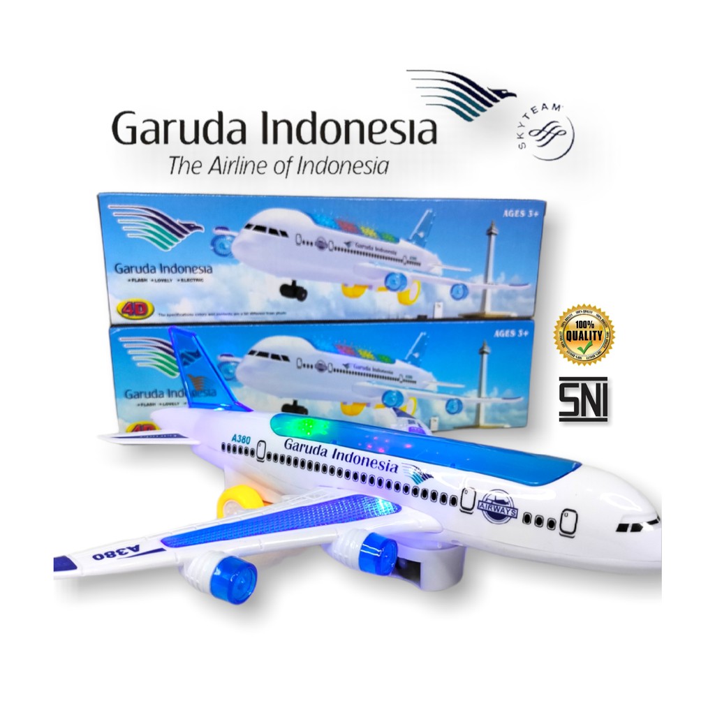 Mainan Pesawat Garuda Indonesia 32cm Lampu Led dan Musik