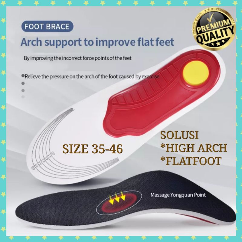 KUALITAS TERBAIK SEPASANG INSOLE HIGH ARCH SUPPORT INSOLE FLATFOOT SOL SEPATU KAKI DATAR ALAS SEPATU