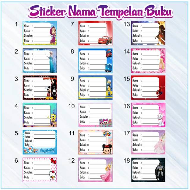 Sticker Nama Untuk Buku Sekolah - malakwos