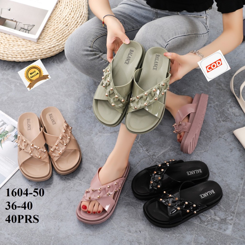 SANDAL SLOP WEDGES PEREMPUAN SENDAL SELOP KARET WEDGES WANITA TERBARU 2020