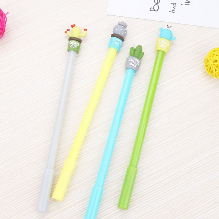 PULPEN GEL KAKTUS SUNNY DAY PEN GEL CACTUS LUCU IMUT IMPORT QUALITY BOLPEN UNIK KARAKTER HARGA MURAH