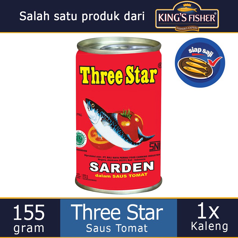 

KtmStore Three Star Sarden mini saus tomat Makanan Kaleng 155 g