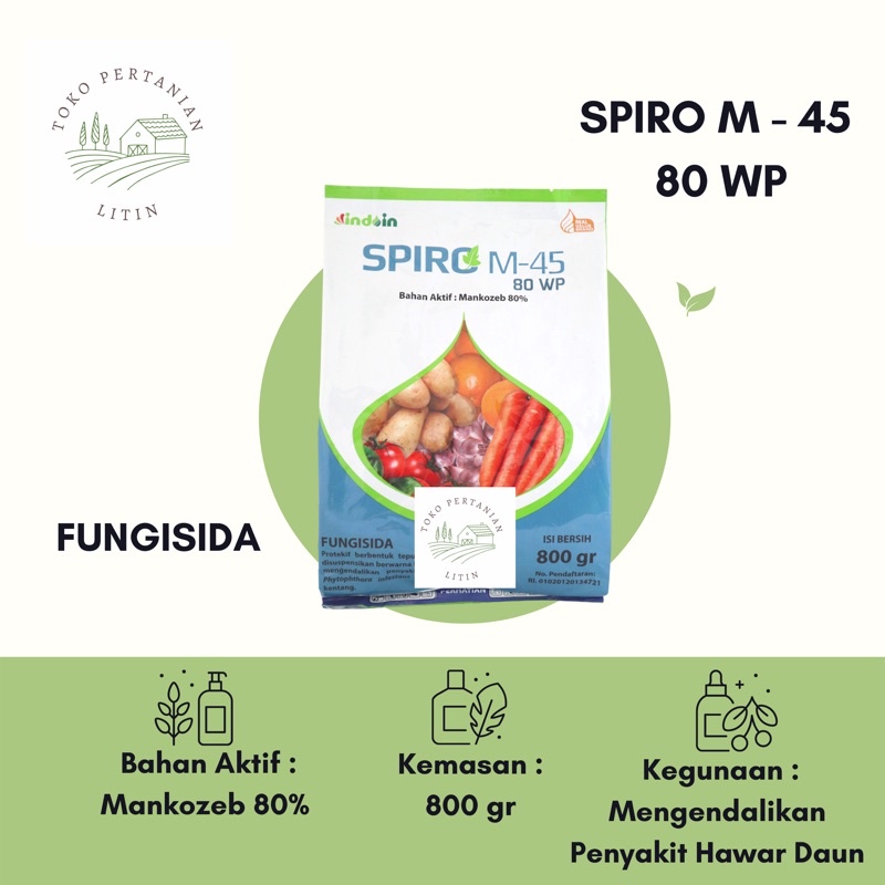 Spiro M-45 80 WP - 800 gr (Fungisida) Mengendalikan Penyakit Hawar Daun Tanaman Kentang
