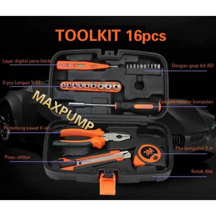 Menjual Sperpart TOOLBOX TOOLSET TOOLKIT TOOL BOX TOOL SET TOOL KIT TOOLS KIT TOOLS SET 16 PCS