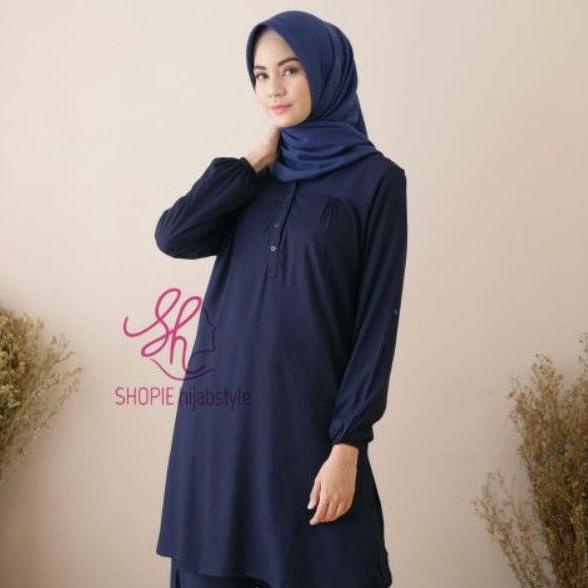 ☆ Tunik Polos - Navy - Biru Dongker - Tunik Rayon - Fathin Basic - katun Rayon ✮