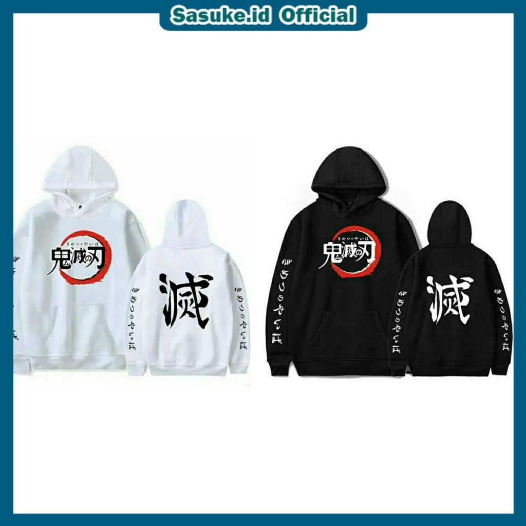 Sasuke&gt;  Jaket Sweater Anime Kimetsu Motif Huruf Jepang Dewasa No Yaiba Demon Slayer Logo Hoodie Premium / Hoodie Pria Jaket Wanita Anime Kimetsu No Yaiba