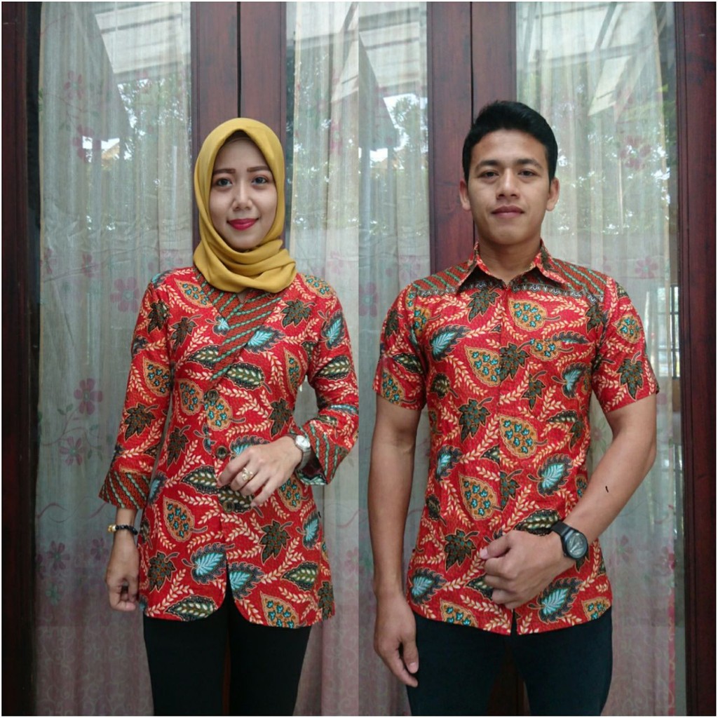 GROSIR BATIK COUPLE BLOUSE KERAH KOMBINASI