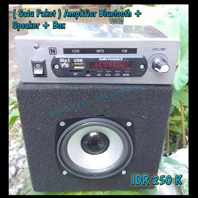 Paket Murah Amplifier Mini Bluetooth + Speaker Box 4 inch