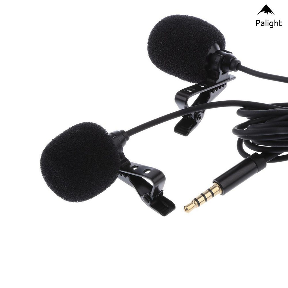 Mini Lavalier double Microphone Dual Headed Recording Clip On Mic for Tablet