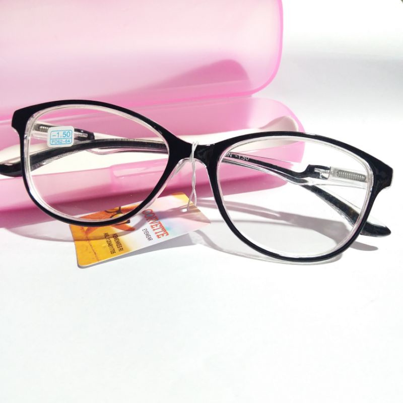 Kacamata MINUS Frame Cat Eye -0.50 sd -4.00 Wanita