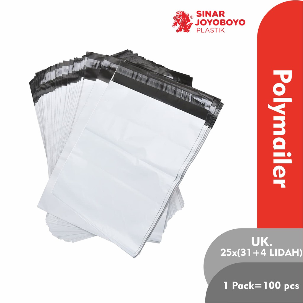 

POLYMAILER PLASTIK GLOSSY UK.25x(31+4 LIDAH) / [ISI 100 LBR]