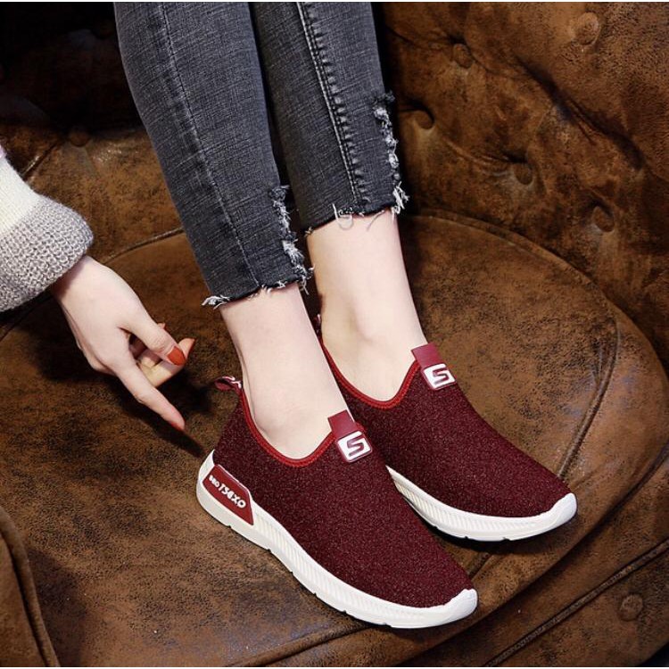 TBIG [COD] Sepatu Slip On S Fashion Sepatu Wanita Kuliah Kerja Santai Sepatu Import