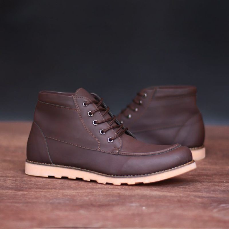 HARLY Black | Sepatu Boots Pria Casual Vintage Semi Kulit Best Seller Kerja Santai Kuliah Fashion