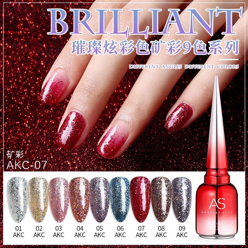 AS GEL GLITTER SERIES SHINNY 1 SET KUTEK GEL TAHAN 2 BULAN (AKC) glitter nailart super shine