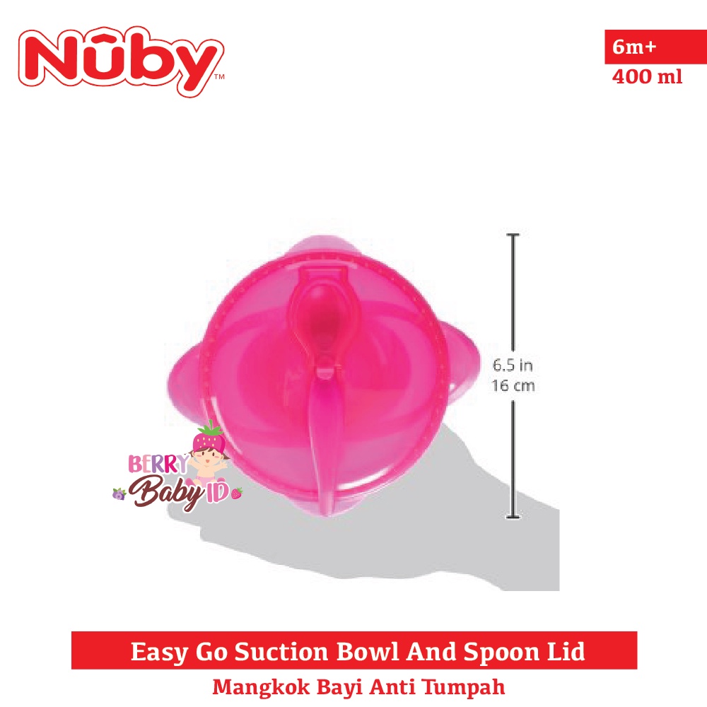 Nuby Easy Go Suction Bowl &amp; Spoon Mangkok Travel Makan Bayi Anak Berry Mart