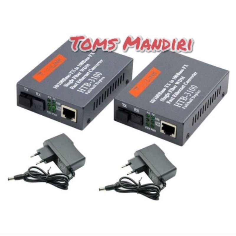 Media Converter FO 10-100 Mbps 1 Pair A Dan B Single Core Fiber Optik