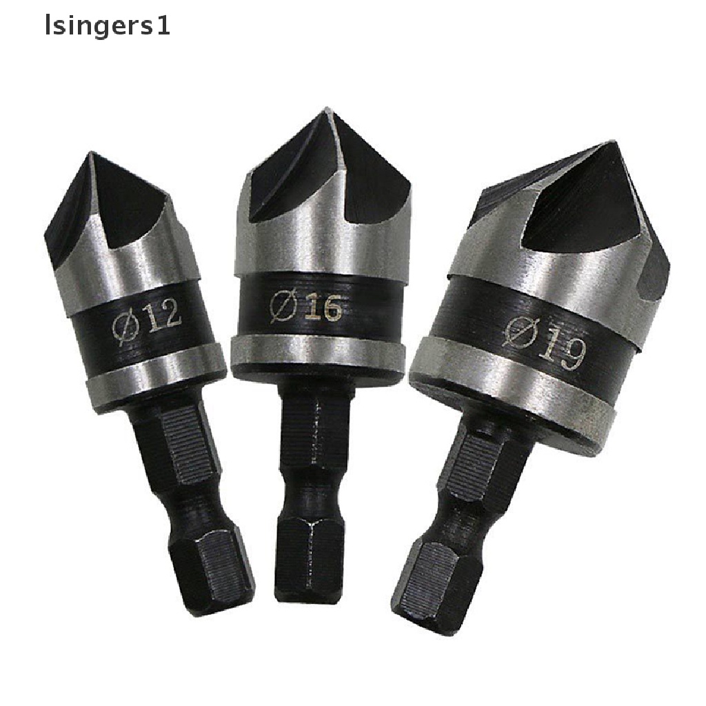 (lsingers1) 3pcs / Set Mata Bor Countersink Hex Bahan Carbon Steel Untuk Metal / Baja