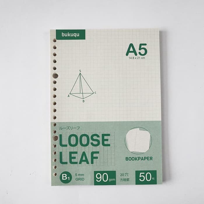 

Promo Bookpaper Loose Leaf (GRID) Kertas Binder/ Isi Notes - (A5) 50 lbr Keren