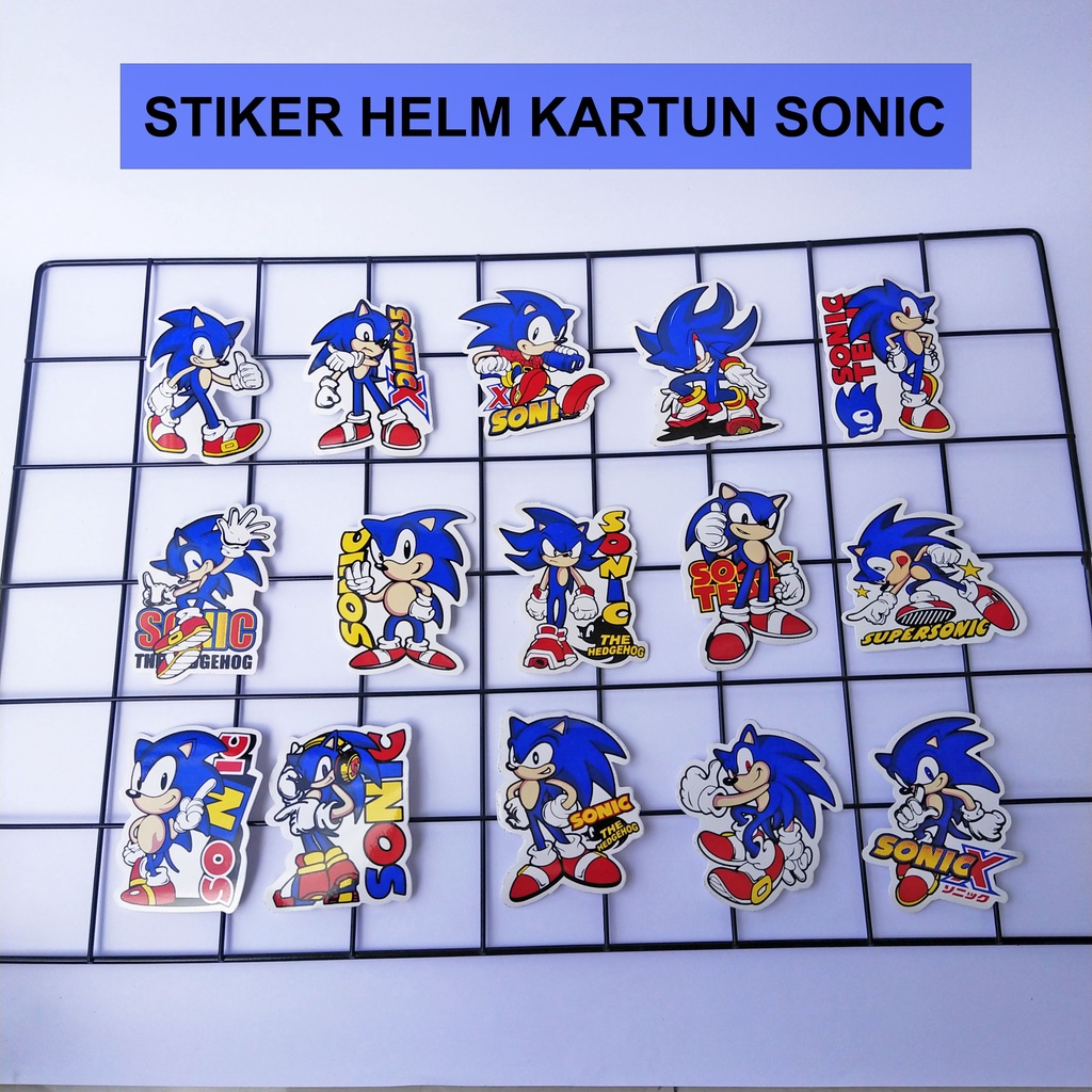Stiker Helm Motor 15 pcs Kartun Sonic Sticker Helem Tempelan Mobil Aquarium Dinding
