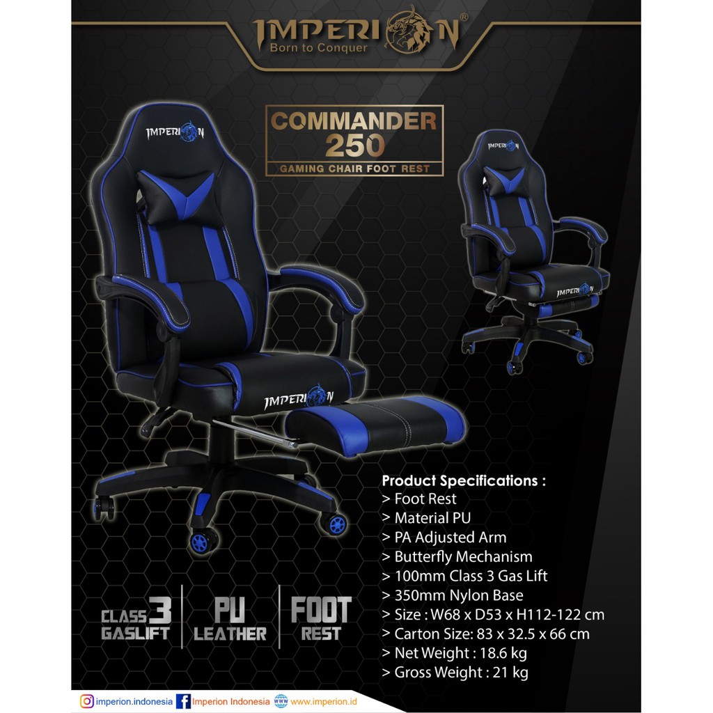 Gaming Chair Imperion Commander 250 Dengan Foot Rest Shopee