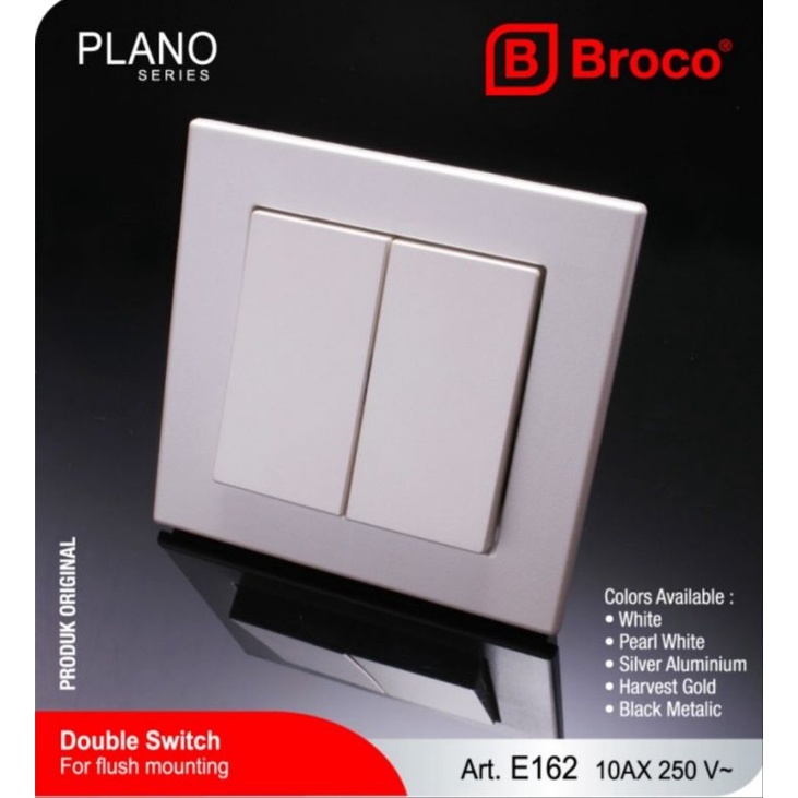 Broco Plano Silver aluminium Skakel seri / 2 gang