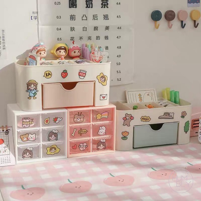 

Produk Korean Aesthetic Storage Box Organizer Mini Desk Set Rak Mini Diskon