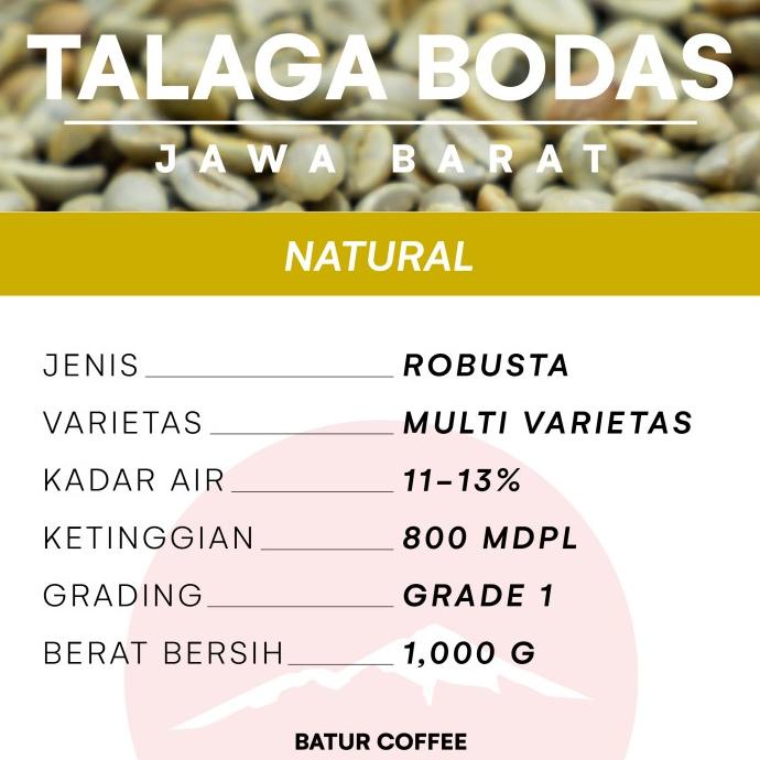 

[COD] Green Bean - Robusta - Talaga Bodas - Natural 1 KG [COD]