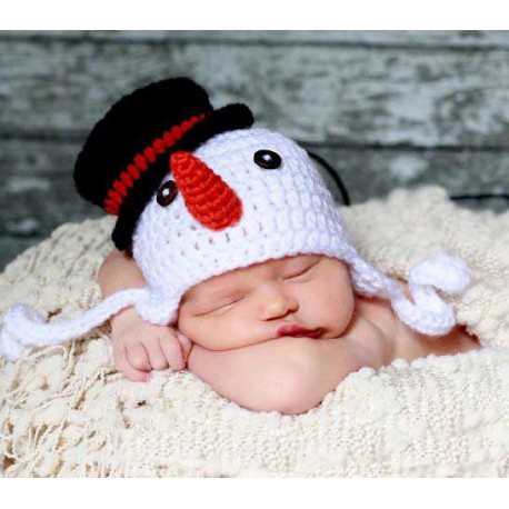 Topi Natal Anak Snowman Hat / Kupluk / Baby Hat / Christmas  / Aksesoris Bayi / Topi Rajut Baby