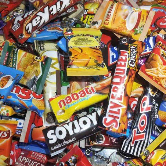 Ganci miniatur snack Gantungan kunci unik lucu murah gratis ongkir se indonesia
