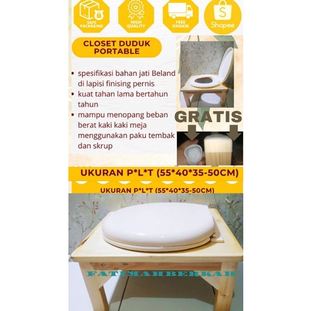 KLOSET DUDUK KAYU PORTABLE UNTUK LANSIA,IBU HAMIL,PATAH TULANG DAN LAIN LAIN