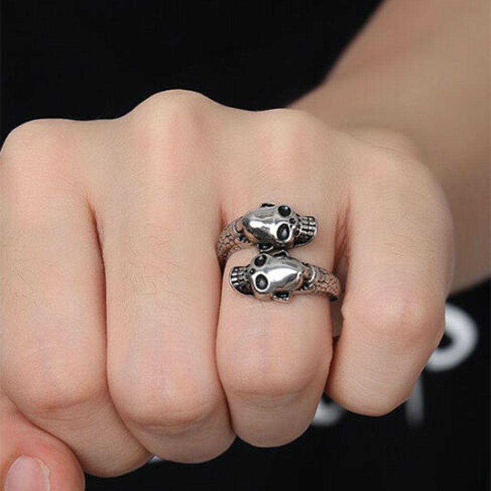 Cincin Kepala Tengkorak SOLIGHTER Rock Rap Finger Jewelry Pria Keren