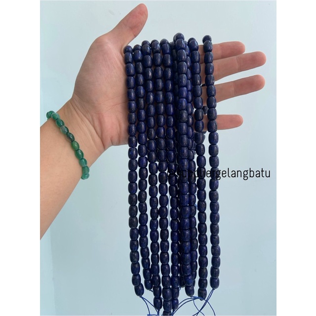 bahan renceng batu tabung 8mm lapiz lazuli biru tua akik afghanistan