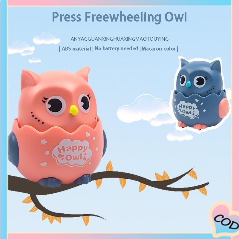 COD❤️ Tekan Sliding Owl Toy Baby car toys Little Bird Road toys / Baby Happy Owl toys / Ghost toys-A.one