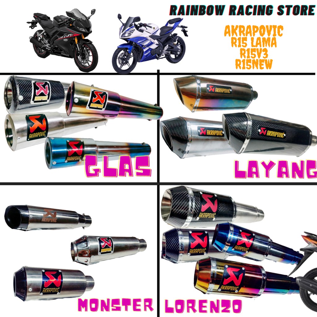 knalpot akrapovic yamaha r15 lama r15v3 r15 new kenalpot racing
