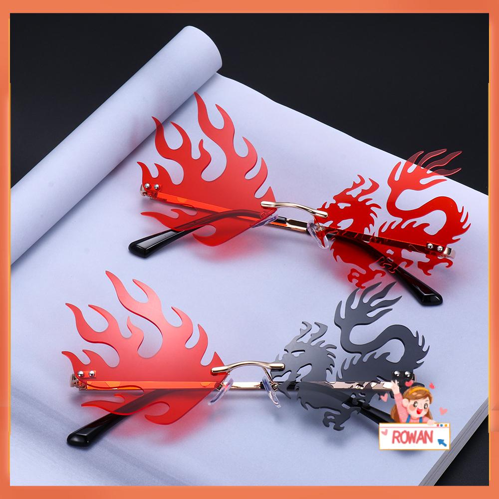 ❈Rowan ROWAN ROWAN❈ Kacamata Hitam UV400 Tanpa Bingkai Bentuk Naga Phoenix Untuk Pria Dan Wanita