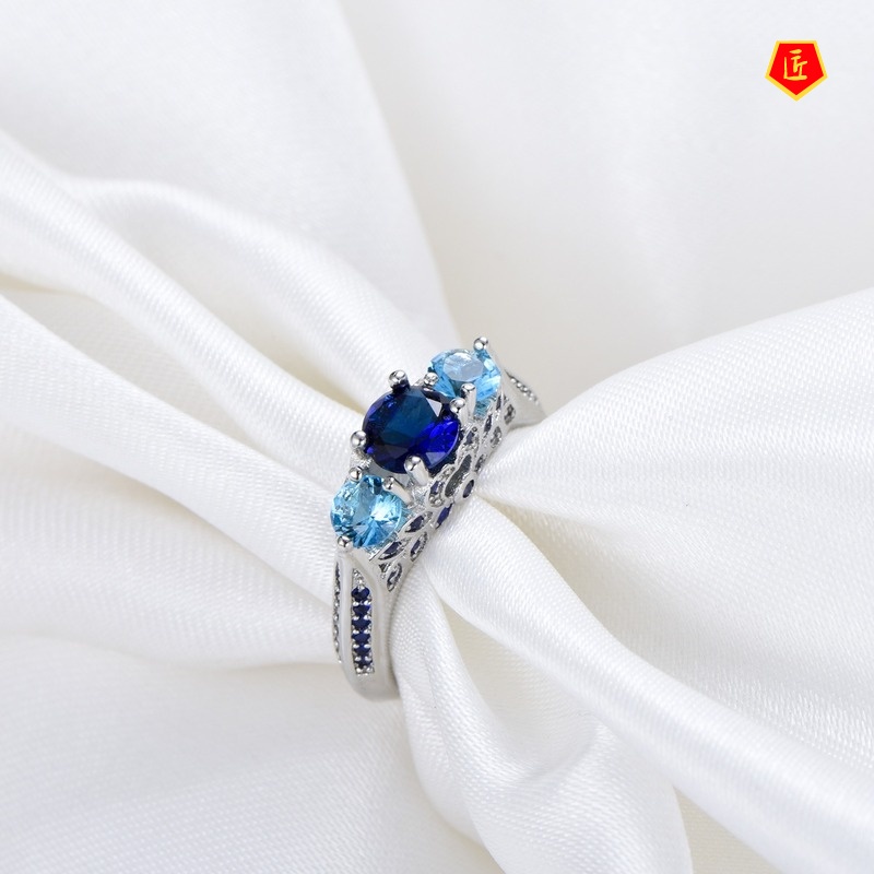 [Ready Stock]Creative Blue Crystal Diamond Ring