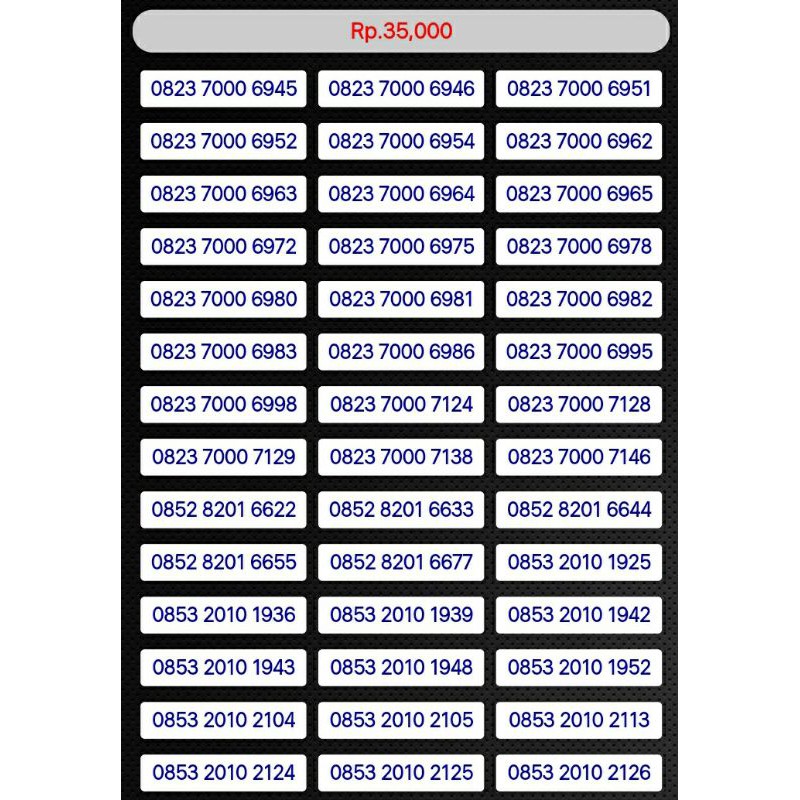 Nomor cantik As 0823 7000 xxxx murah