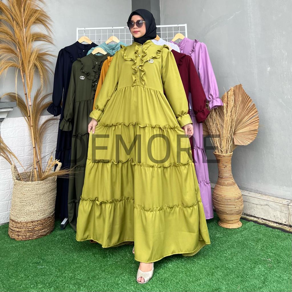 GAMIS WANITA MUSLIM  REMPEL SUSUN REFA DRESS FREE BROSS SHAKILA DEMORE