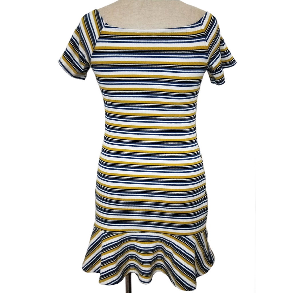 blue and black yellow and white dress
