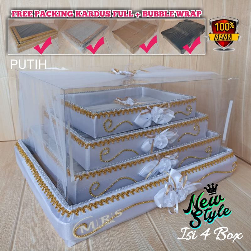 Kotak Parcel Hantaran Seserahan 1 Set Isi 4 Box Kotak Mahar Cincin Pernikahan