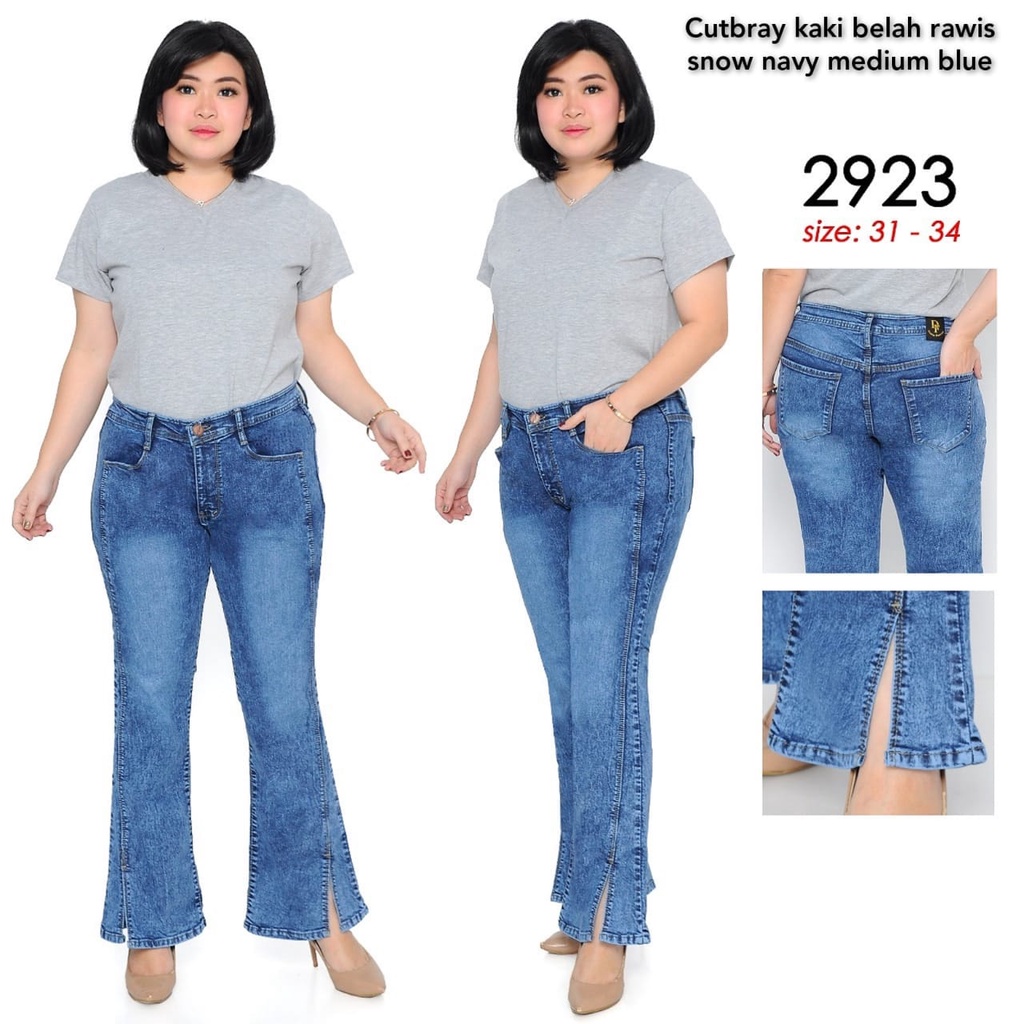 Celana Panjang Jeans Wanita Cutbray Kaki Belah 27-30 31-34  Bisa Bayar Ditempat(COD)