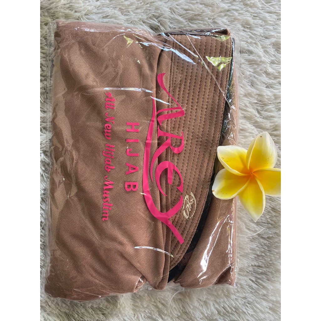 HIJAB INSTANT AREY SYAR'I LIST JERSEY//JILBAB JUMBO SYARI LIST BY AREY HIJAB-Caramel
