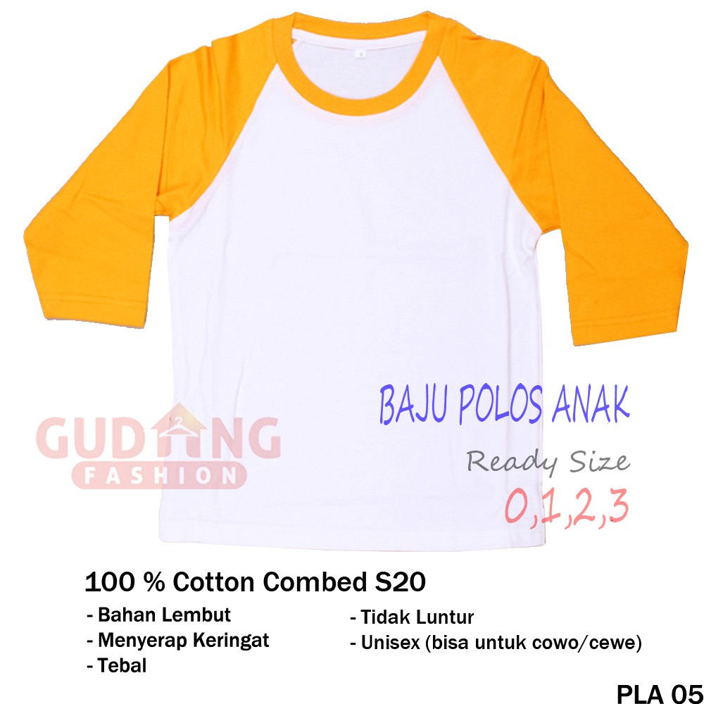 Kaos Raglan Anak Polos - PLA 05