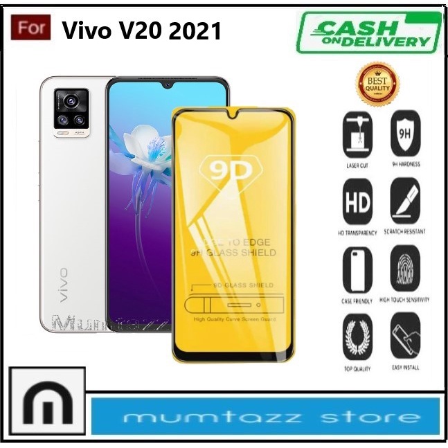 Promo Tempered Glass Warna Hp Vivo V20 2021 Anti Gores Kaca Full Layar Full Glue Skin Protector Peli