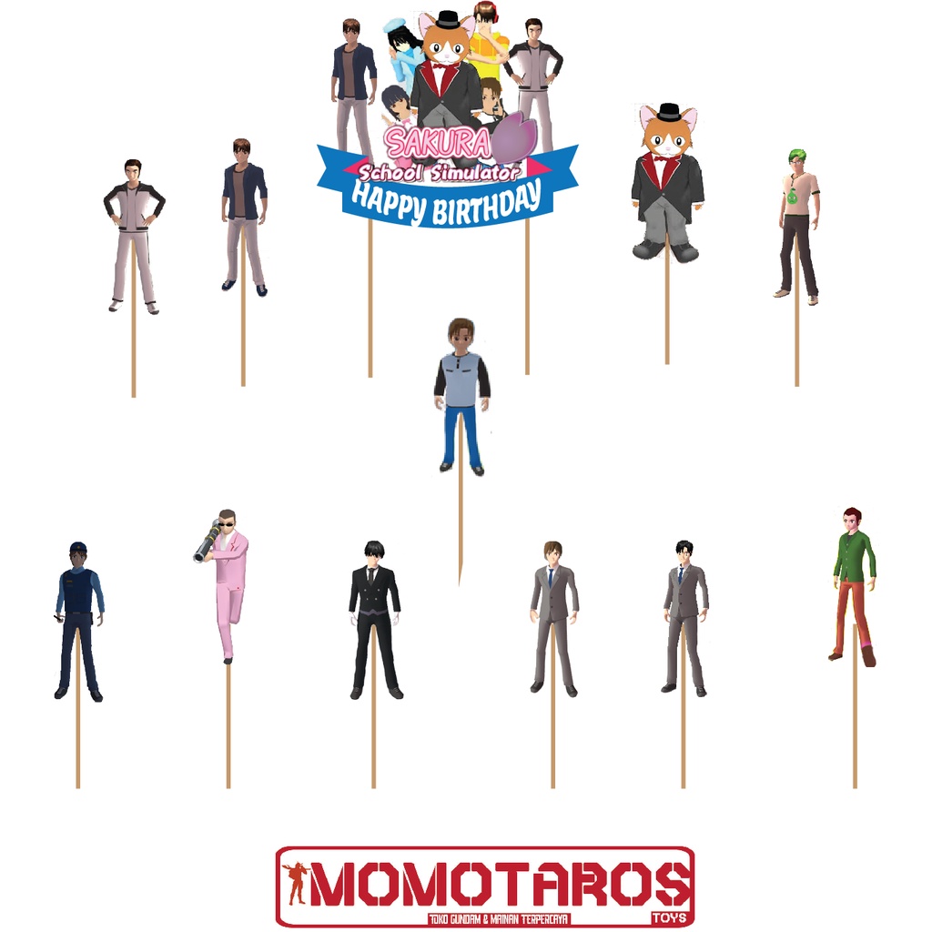 Topper cake Sakura School Simulator isi 12 pcs